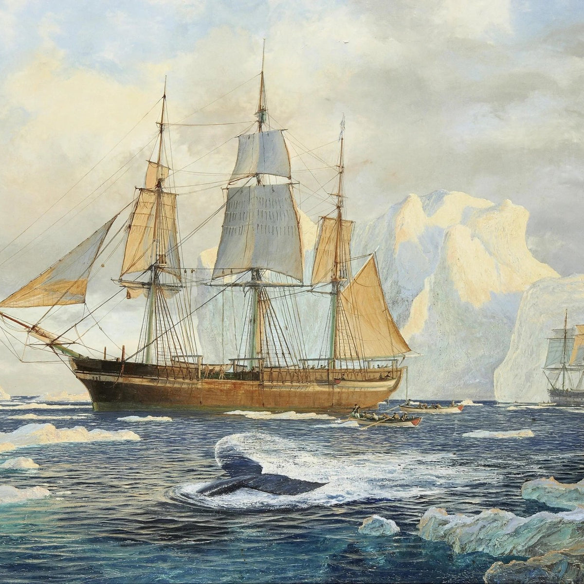 Nautical Oil Paintings - Whaling Ship in Arctic Seas - Oil Painting Haven