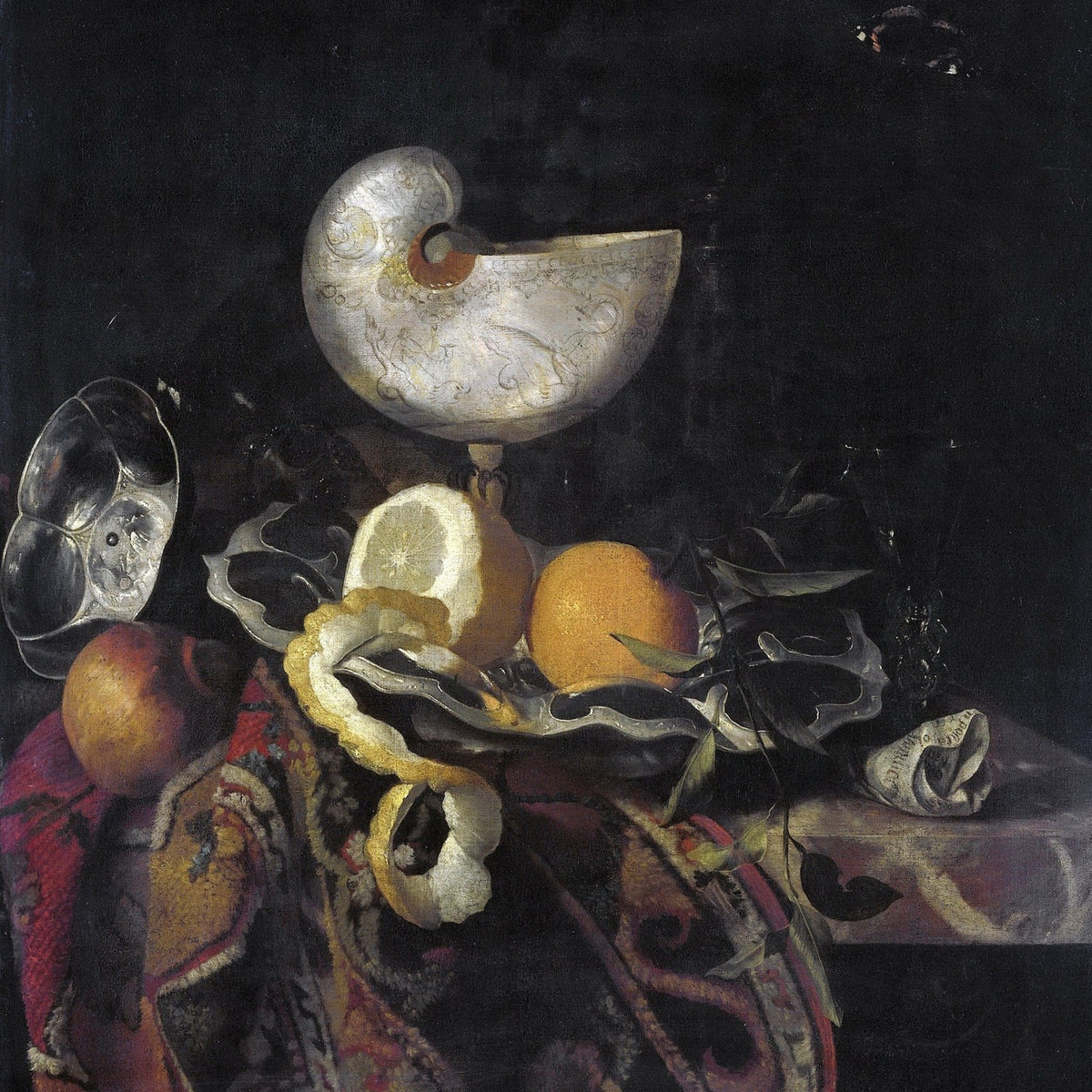 Nautilus Shell, Citrus and Glass - Still Life Oil Painting - Oil Painting Haven