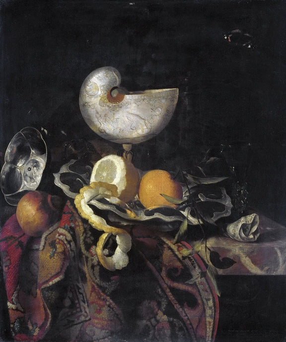 Nautilus Shell, Citrus and Glass - Still Life Oil Painting - Oil Painting Haven