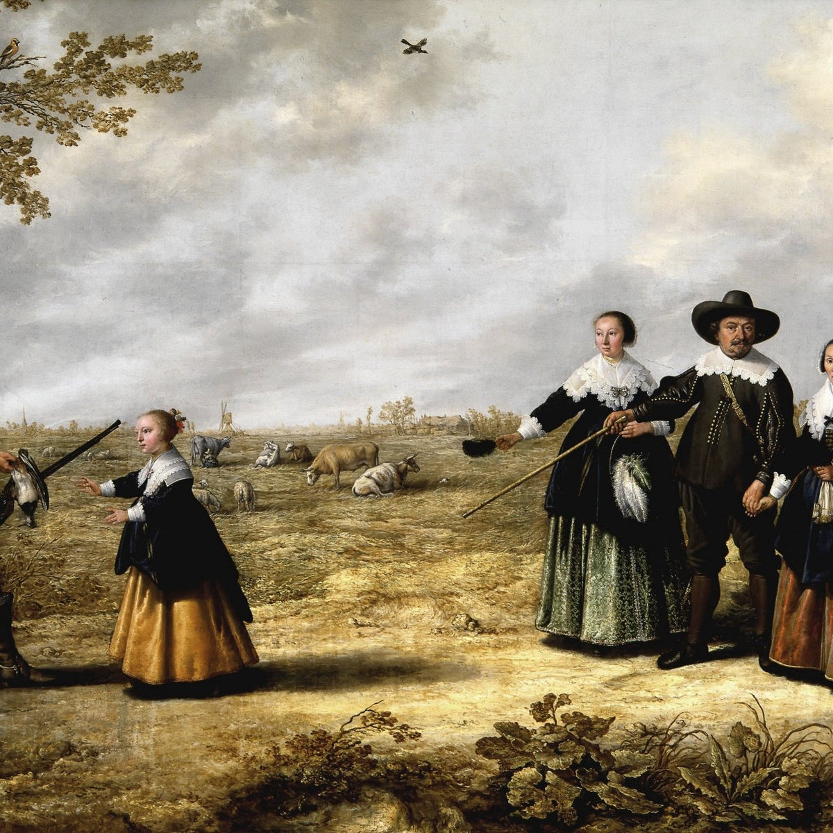 Noble Family Hunting Scene in Countryside - People Oil Painting - Oil Painting Haven