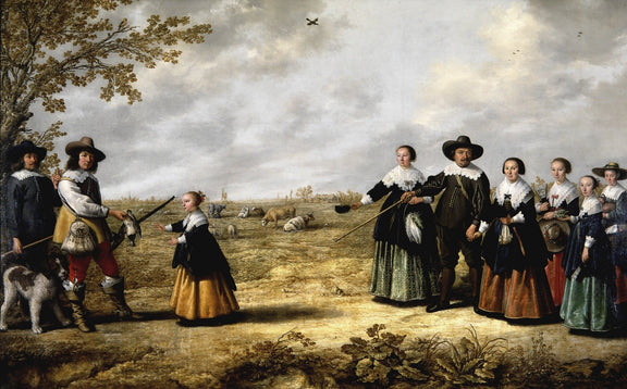 Noble Family Hunting Scene in Countryside - People Oil Painting - Oil Painting Haven