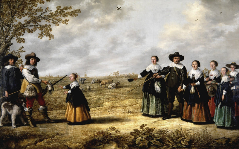 Noble Family Hunting Scene in Countryside - People Oil Painting - Oil Painting Haven