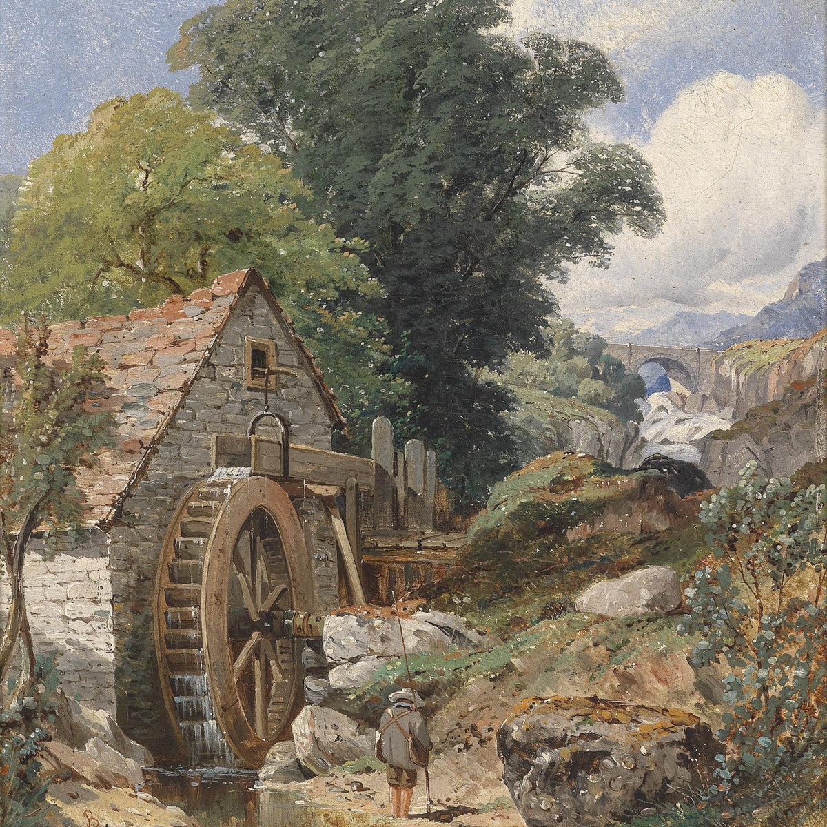 Old Watermill in the Countryside | Hand - Painted Landscape Oil Art - Oil Painting Haven
