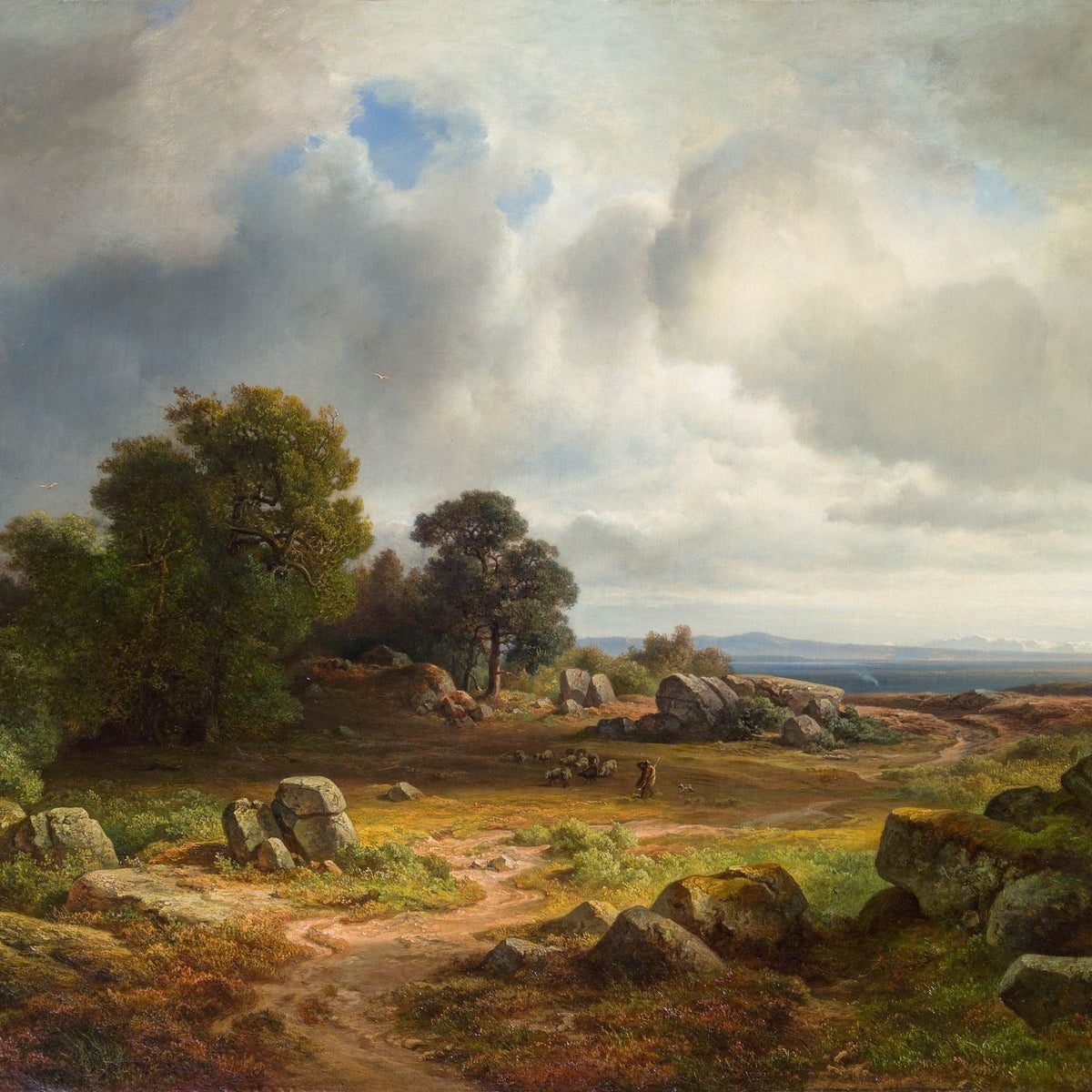 Open Countryside Path | Hand - Painted Landscape Oil Painting - Oil Painting Haven