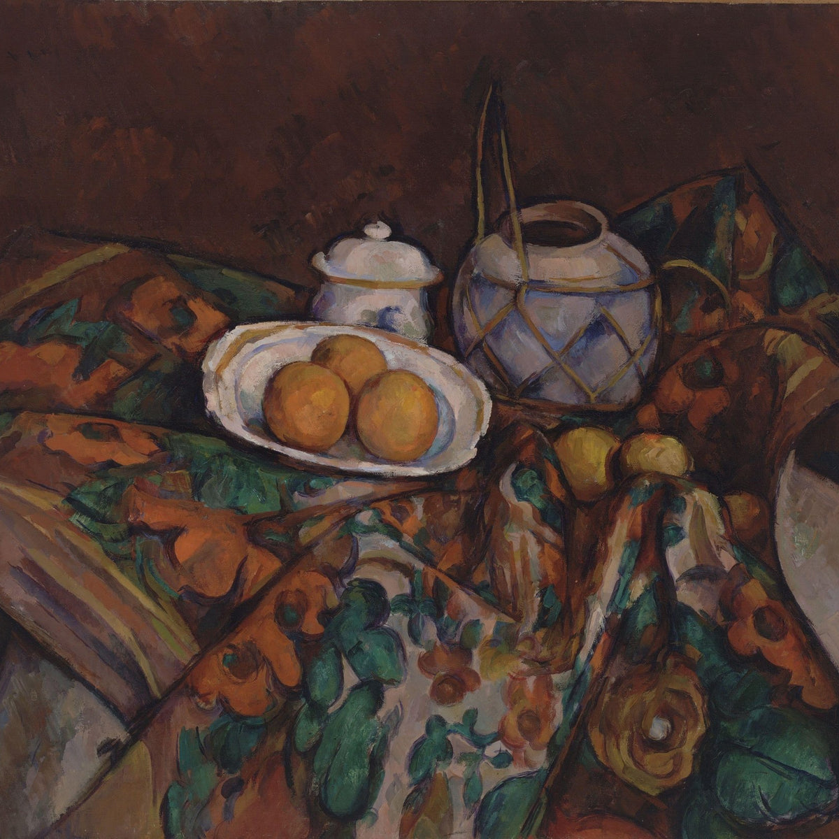Oranges, Ginger Jar and Drapery - Still Life Oil Painting - Oil Painting Haven