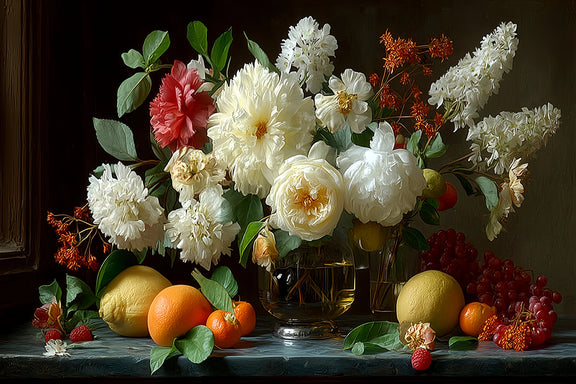 Original Oil Paintings For Sale: Floral Fruit Still Life - Oil Painting Haven