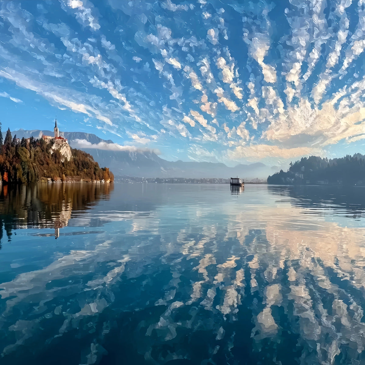 Original Oil Paintings For Sale: Lake Bled Castle - Oil Painting Haven