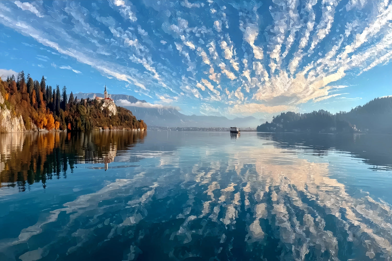 Original Oil Paintings For Sale: Lake Bled Castle - Oil Painting Haven
