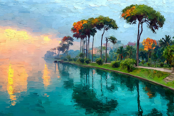 Original Oil Paintings For Sale: Mediterranean Waterfront - Oil Painting Haven
