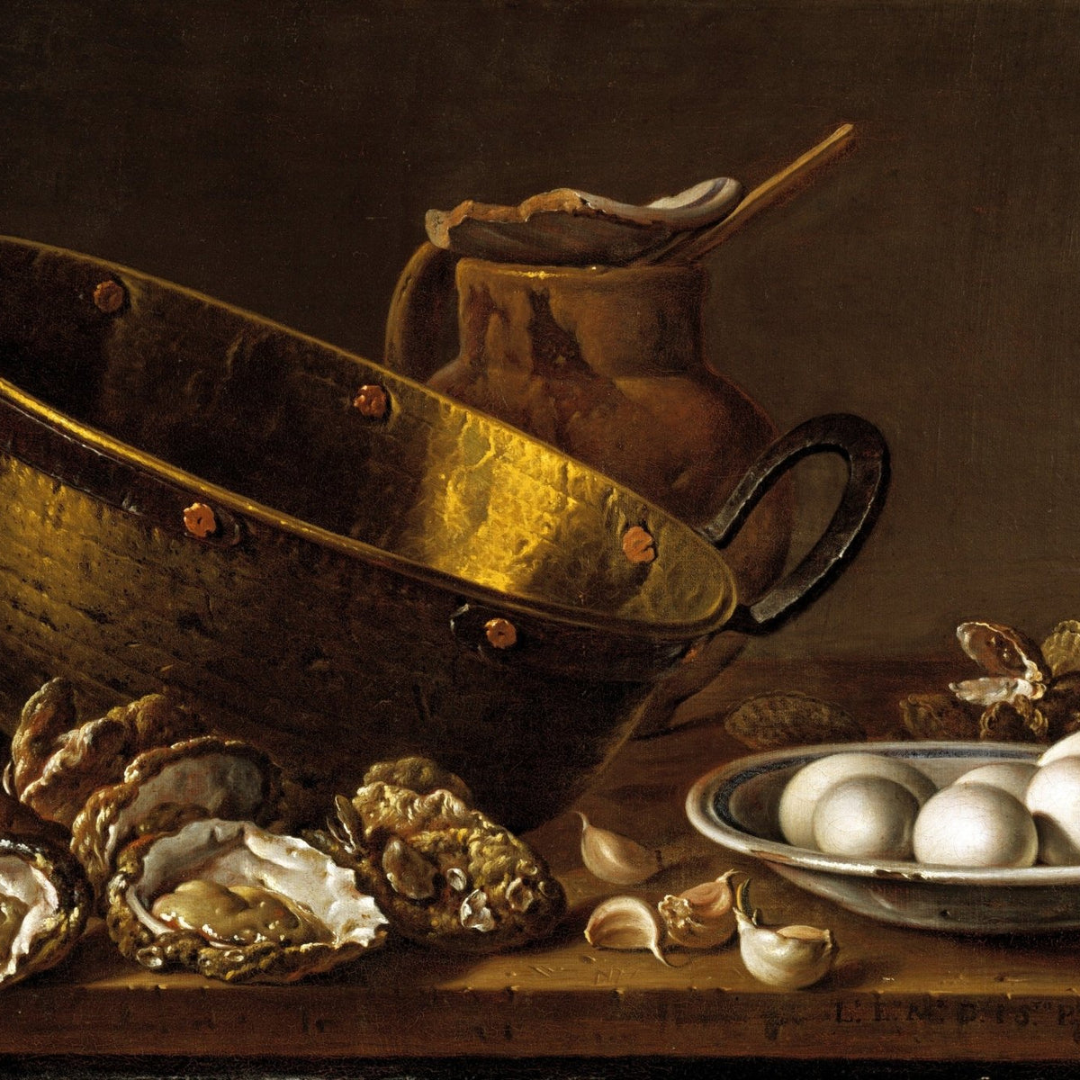 Oysters, Eggs and Brass Bowl - Still Life Oil Painting - Oil Painting Haven