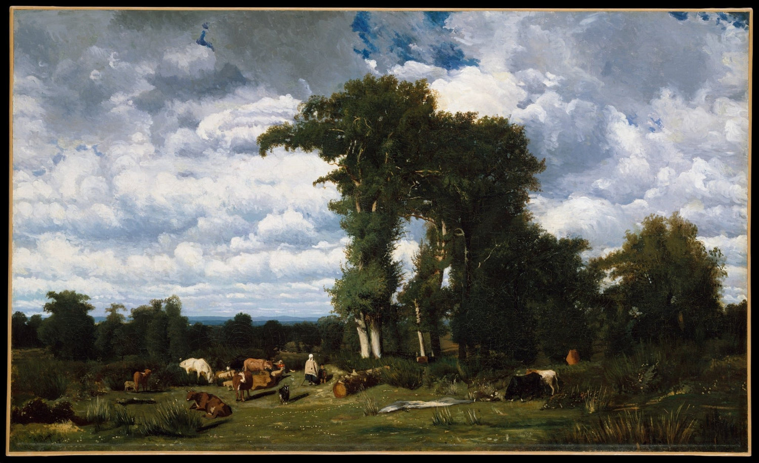 Pastoral Landscape with Cattle and Tall Trees - Landscape Oil Painting - Oil Painting Haven