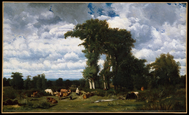 Pastoral Landscape with Cattle and Tall Trees - Landscape Oil Painting - Oil Painting Haven