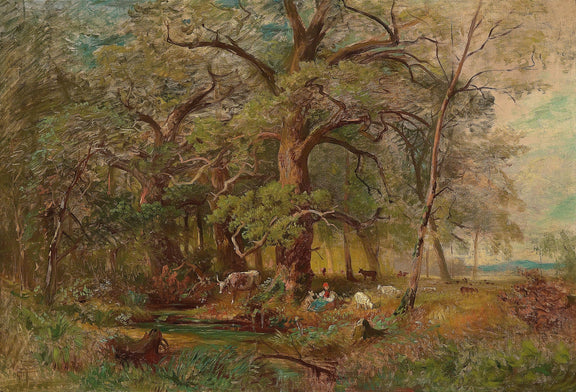 Pastoral Woodland Scene with Cattle, Hand - Painted Oil Painting - Oil Painting Haven