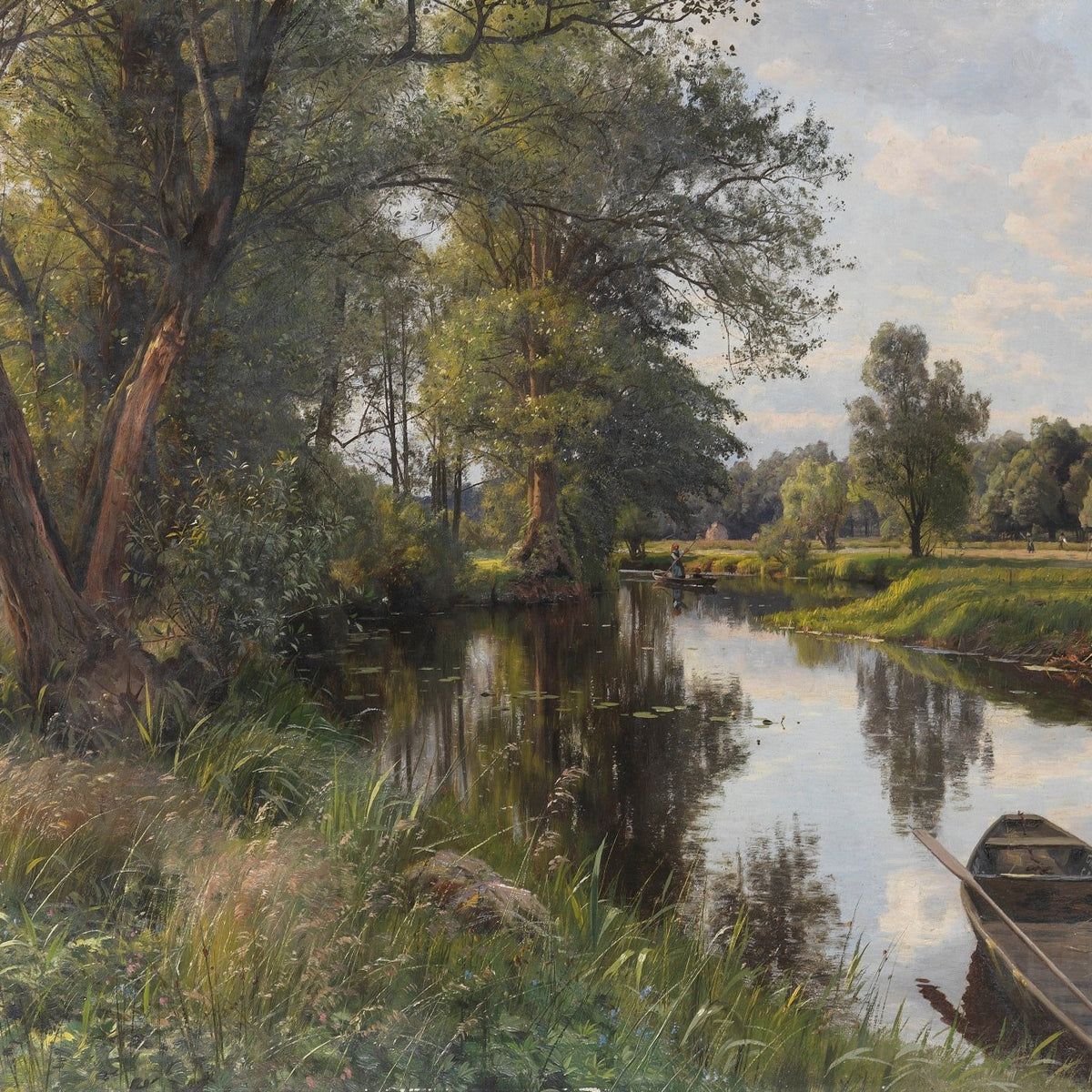 Peaceful River Landscape Oil Painting, Hand - Painted Countryside Scene - Oil Painting Haven