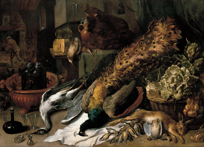 Peacock, Game and Harvest Table - Still Life Oil Painting - Oil Painting Haven