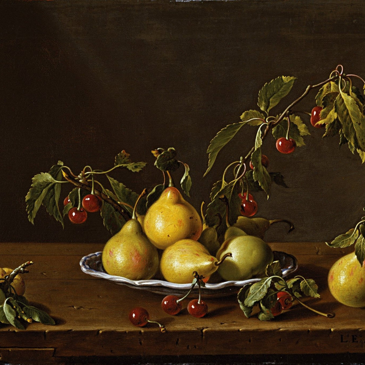 Pears and Cherries on Table - Still Life Oil Painting - Oil Painting Haven
