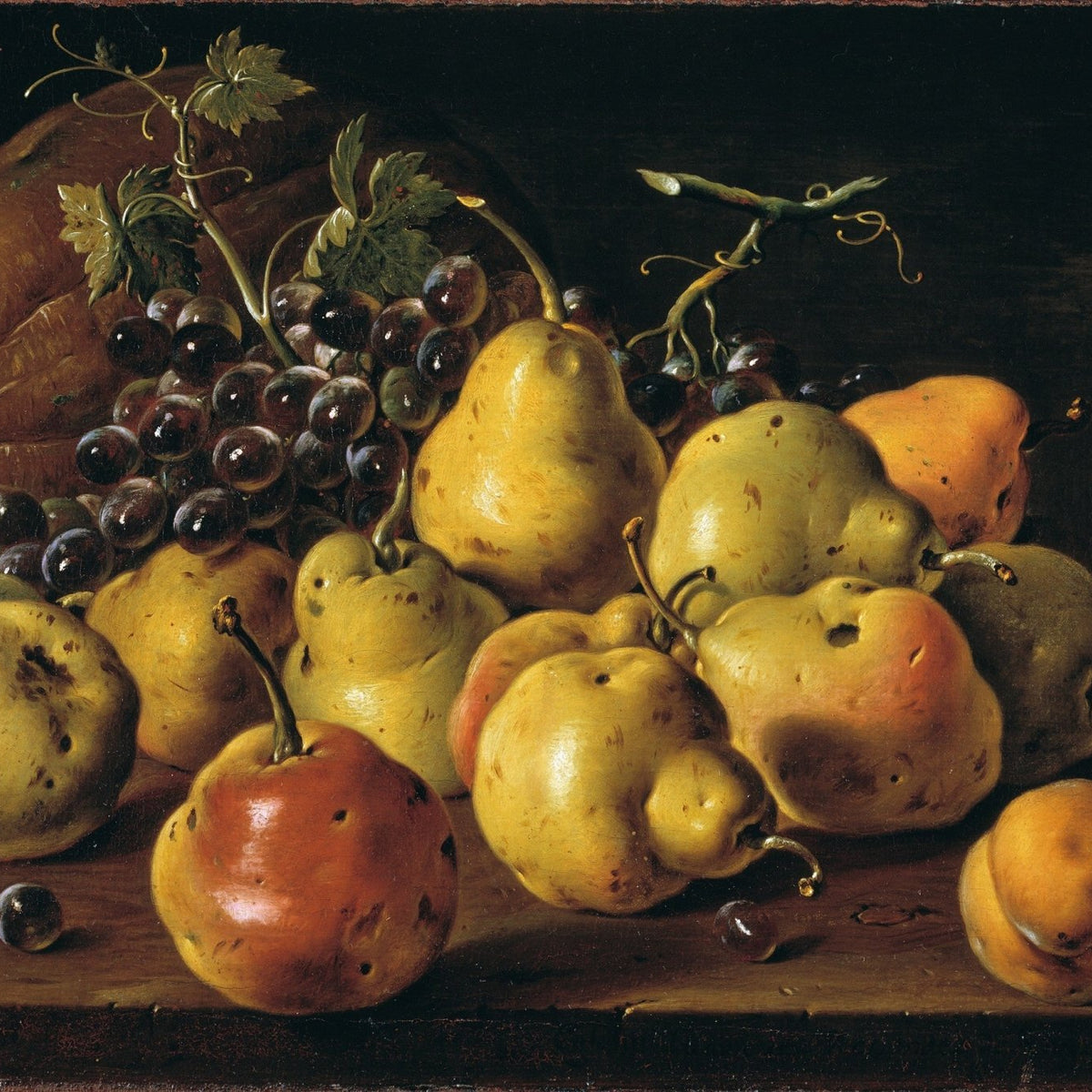 Pears and Grapes on Rustic Table - Still Life Oil Painting - Oil Painting Haven