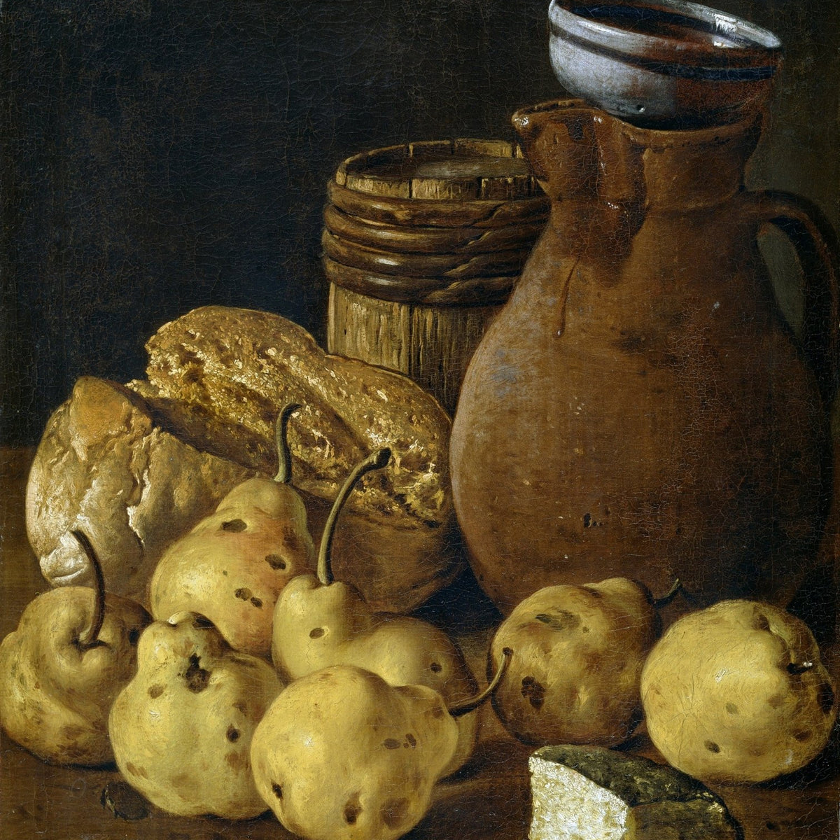 Pears, Bread and Rustic Clay Jug - Still Life Oil Painting - Oil Painting Haven