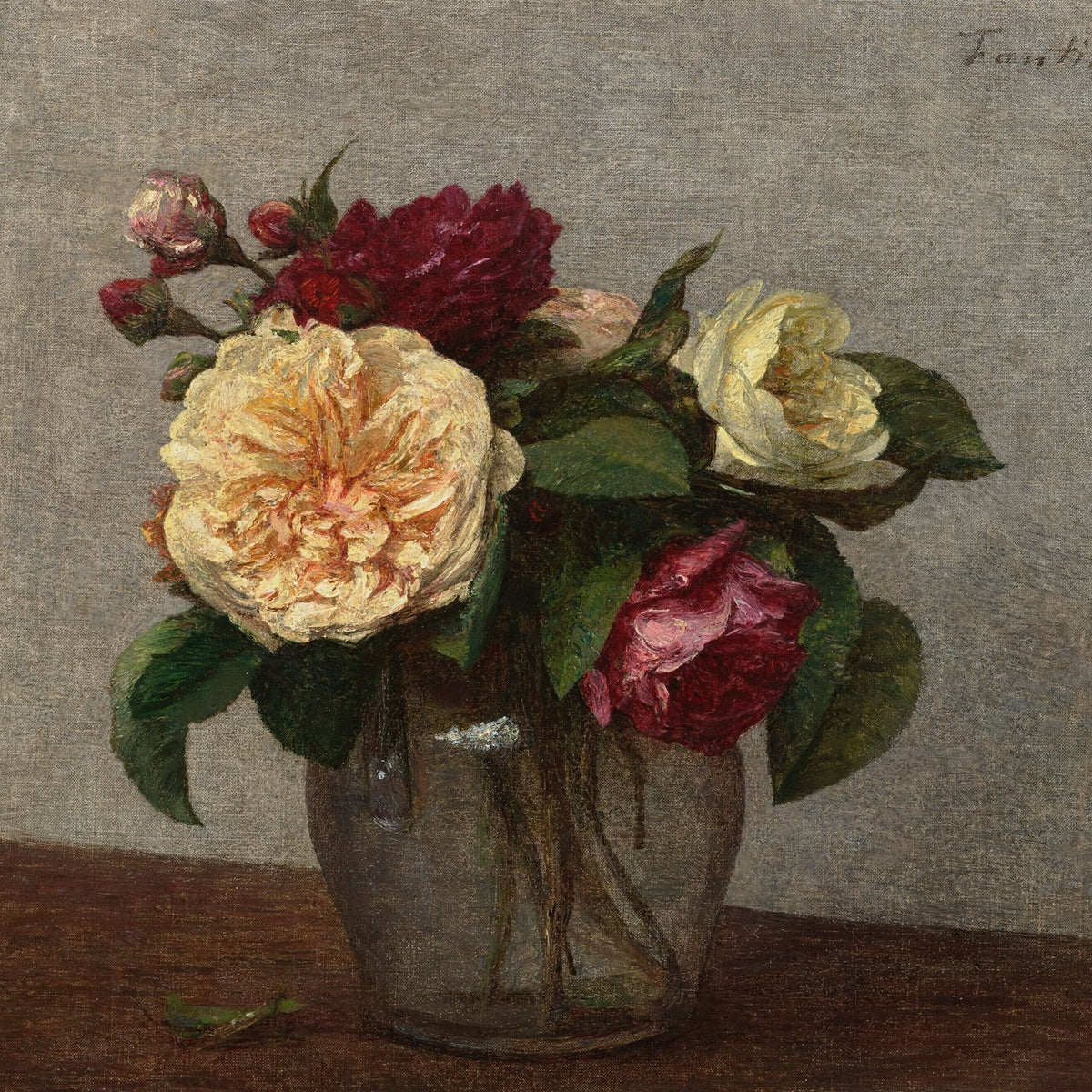 Peonies and Roses in Glass Vase Still Life - Floral Oil Painting - Oil Painting Haven