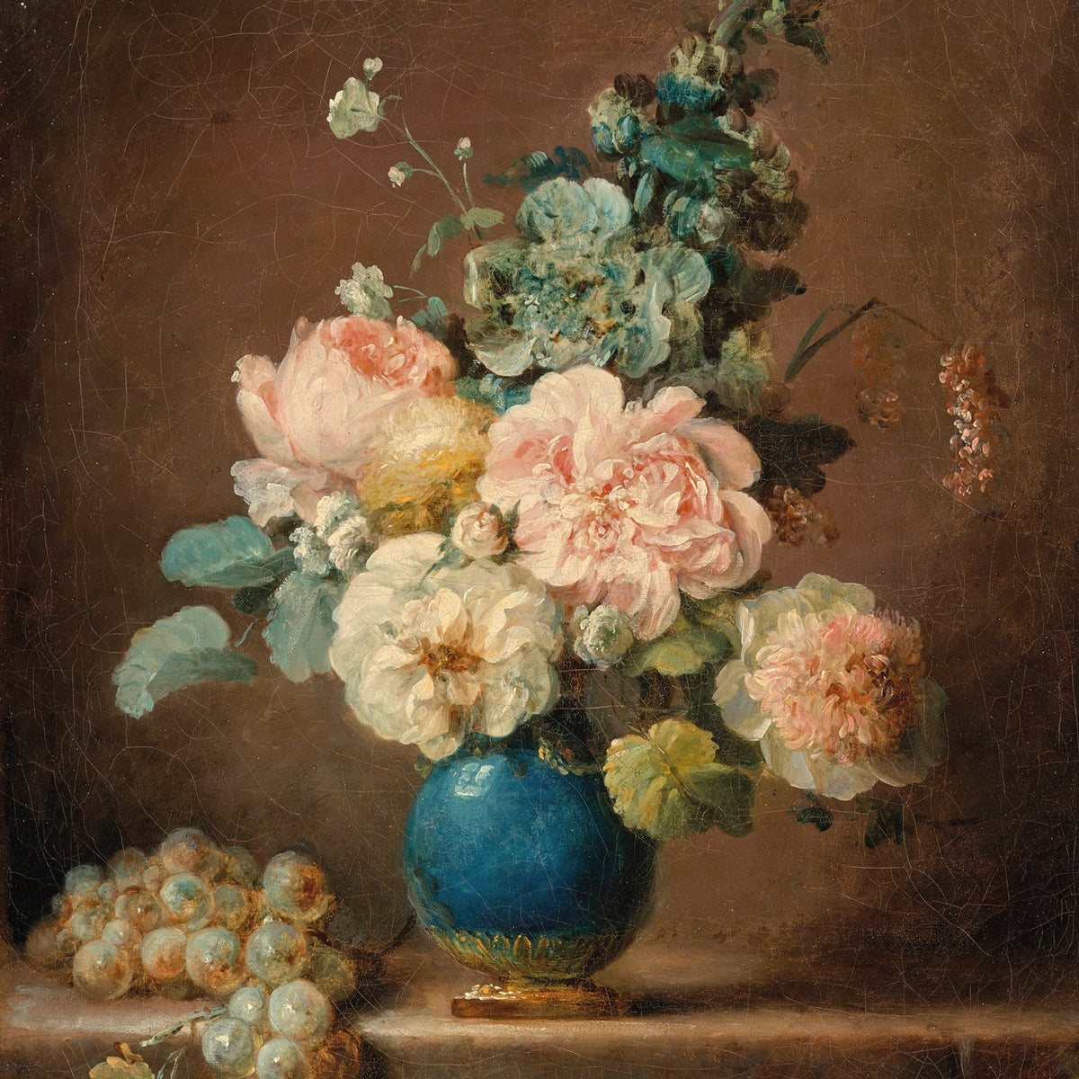 Peonies in Blue Vase Still Life Wall Art - Floral Oil Painting - Oil Painting Haven