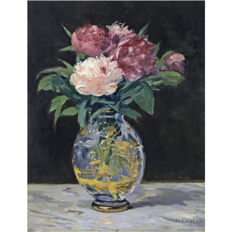 Peonies in Glass Vase Still Life Hand Painted - Floral Oil Painting - Oil Painting Haven