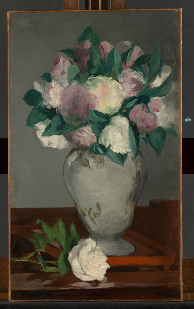 Peony Bouquet in Ceramic Vase – Floral Oil Painting - Oil Painting Haven