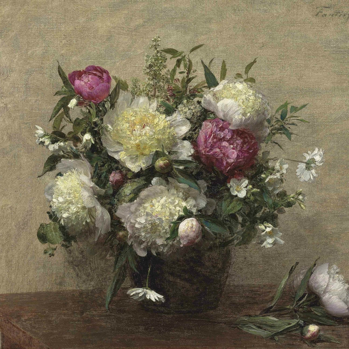 Peony Bouquet Still Life Handmade Canvas – Floral Oil Painting - Oil Painting Haven