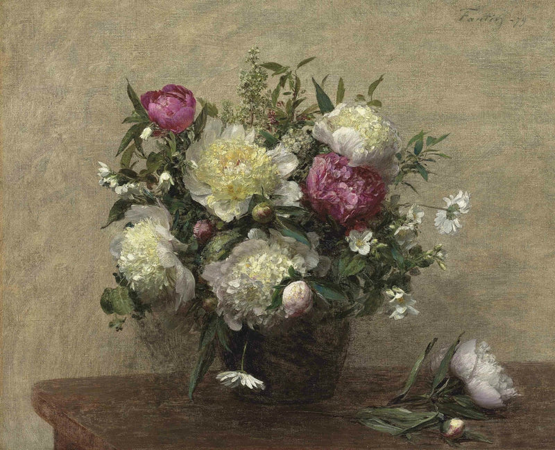 Peony Bouquet Still Life Handmade Canvas – Floral Oil Painting - Oil Painting Haven