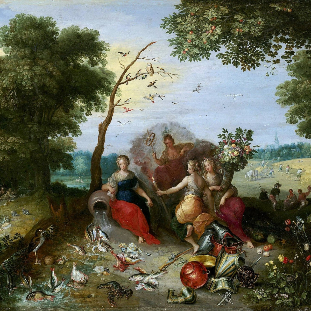People Oil Painting - Allegory of Four Elements with Figures - Oil Painting Haven