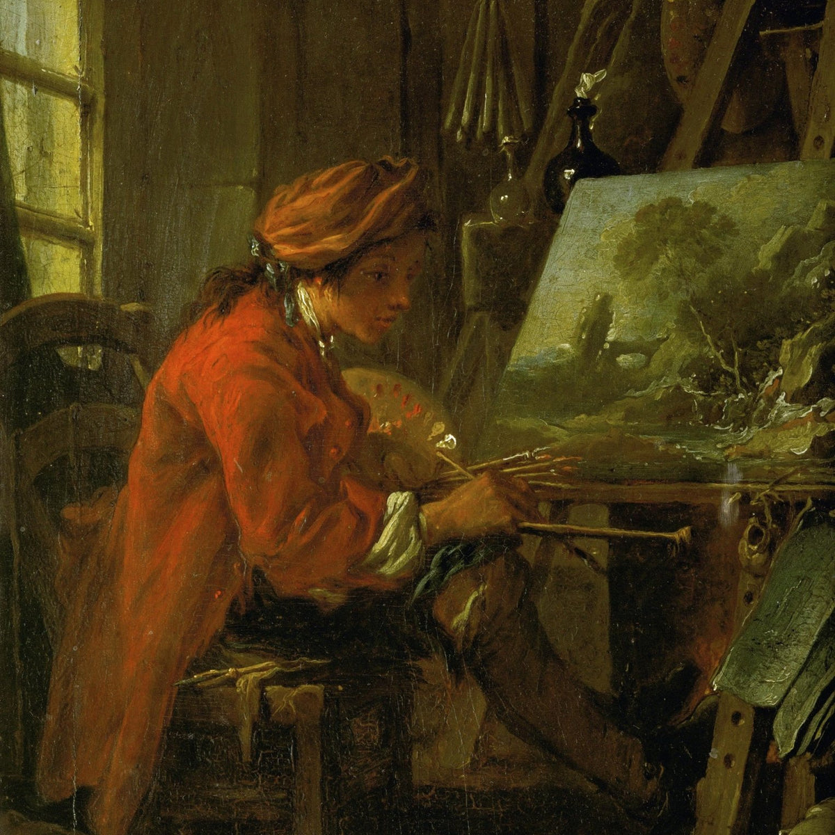 People Oil Painting - Artist at Work in Classic Studio Scene - Oil Painting Haven