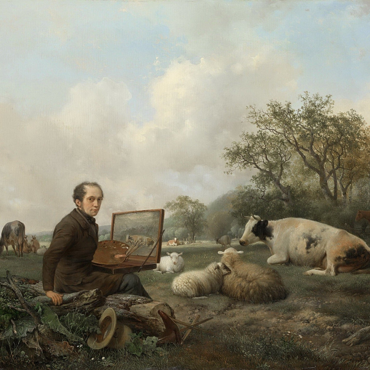 People Oil Painting - Artist Painting in Pastoral Landscape - Oil Painting Haven