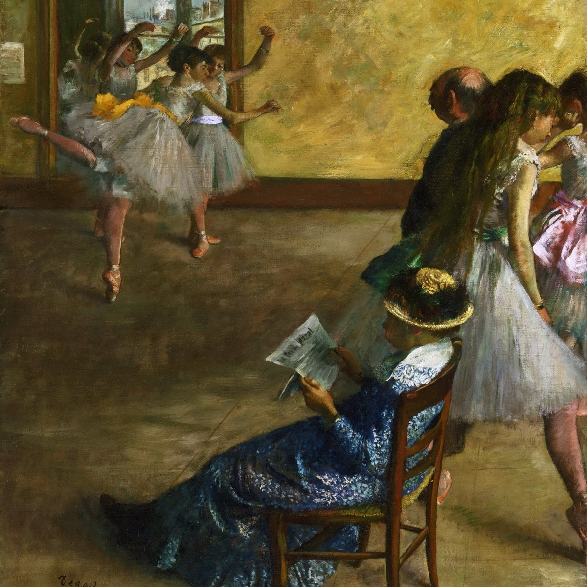 People Oil Painting - Ballet Dancers Rehearsal Interior Scene - Oil Painting Haven