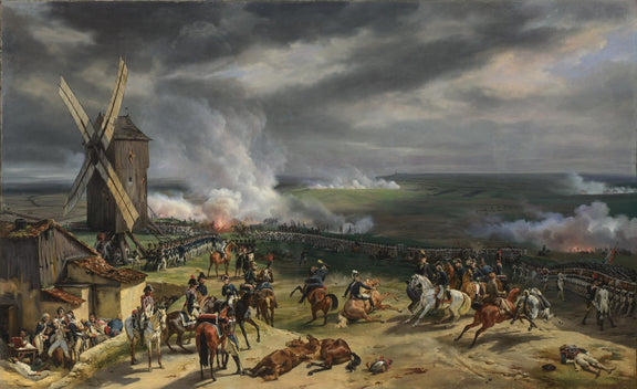 People Oil Painting - Battle Scene with Soldiers and Windmill - Oil Painting Haven