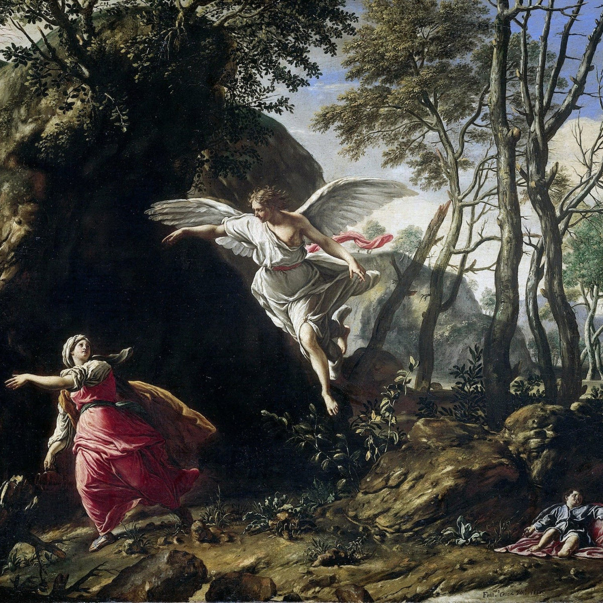 People Oil Painting - Biblical Angel and Figures Landscape - Oil Painting Haven