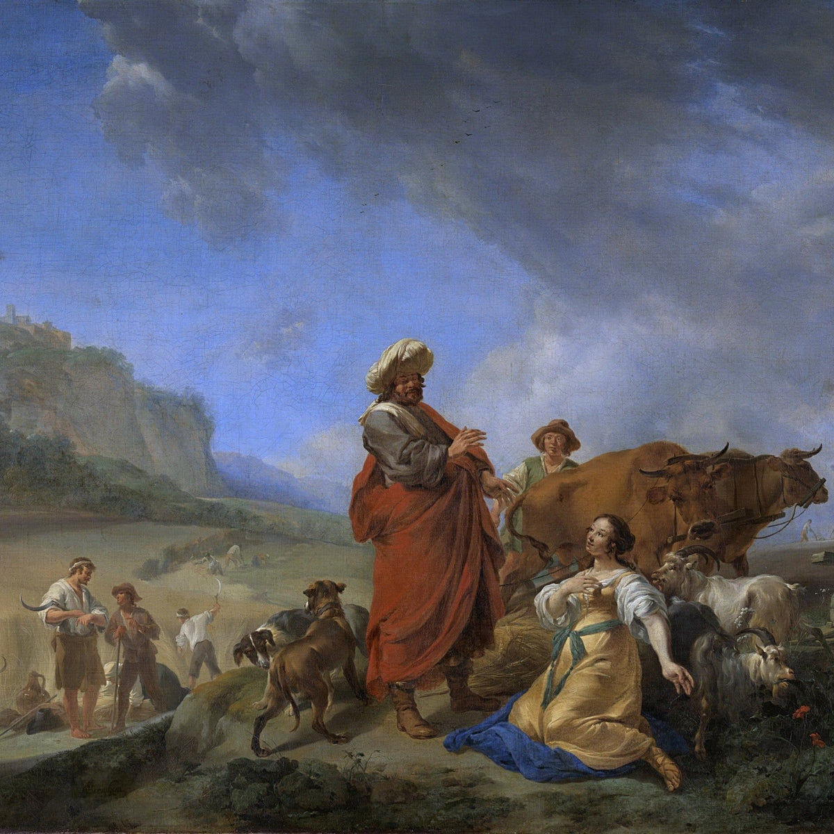 People Oil Painting - Biblical Harvest Scene with Ruth and Boaz - Oil Painting Haven