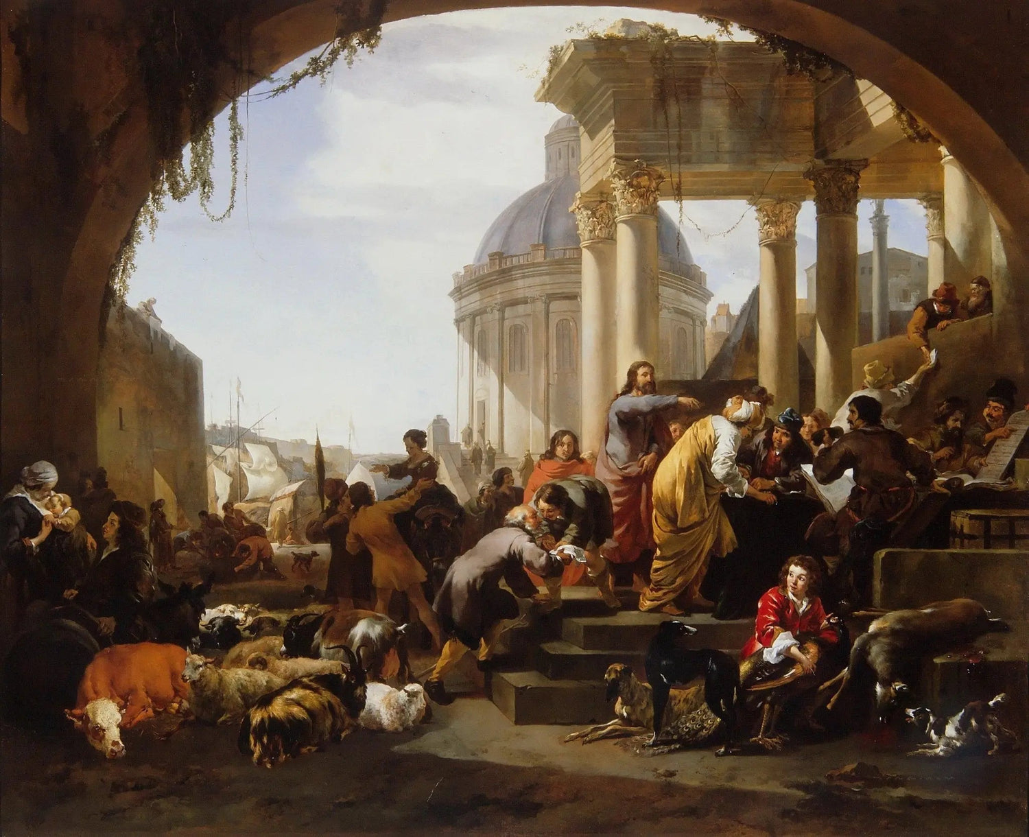 People Oil Painting - Busy Outdoor Scene with Architecture - Oil Painting Haven