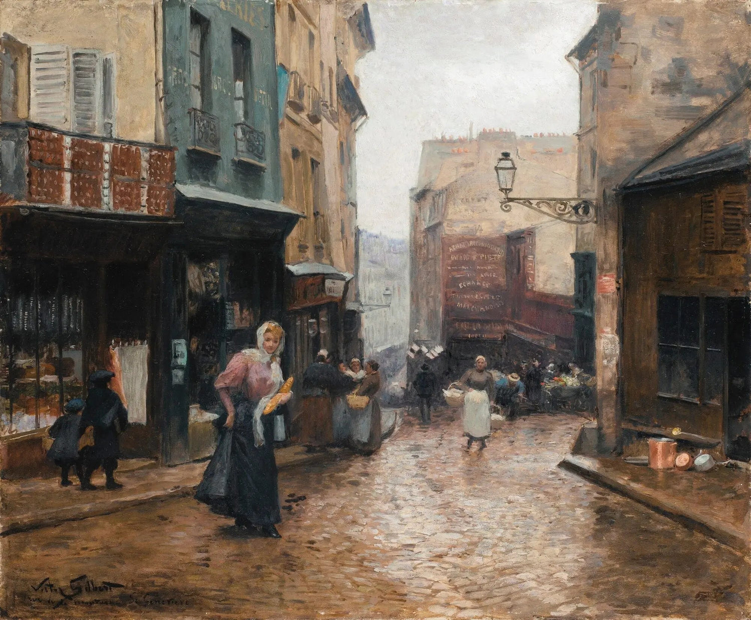 People Oil Painting - Busy Street with Figures - Oil Painting Haven