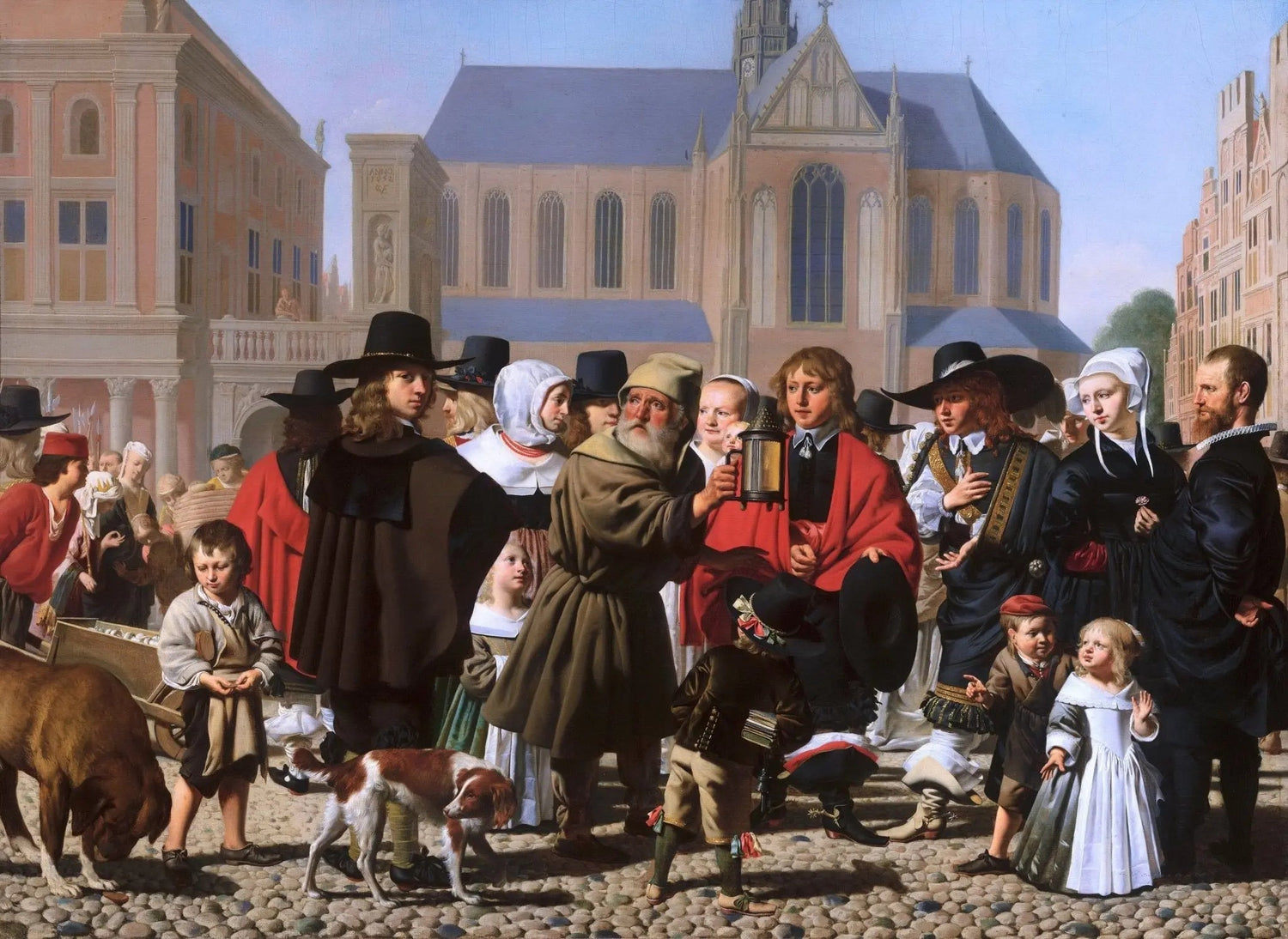 People Oil Painting - Busy Town Square Scene - Oil Painting Haven