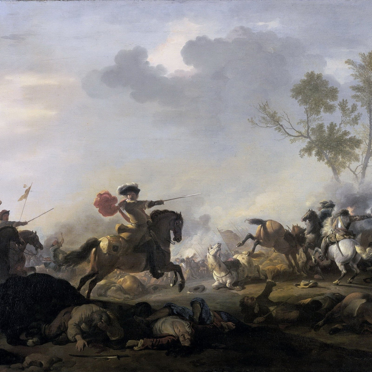 People Oil Painting - Cavalry Battle Scene with Dramatic Action - Oil Painting Haven