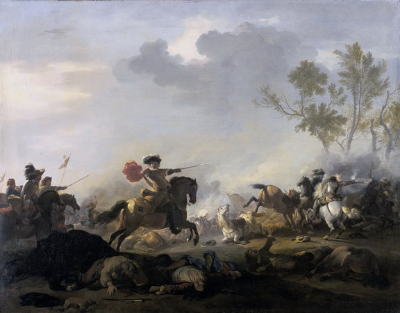People Oil Painting - Cavalry Battle Scene with Dramatic Action - Oil Painting Haven