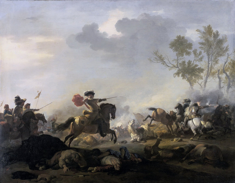 People Oil Painting - Cavalry Battle Scene with Dramatic Action - Oil Painting Haven