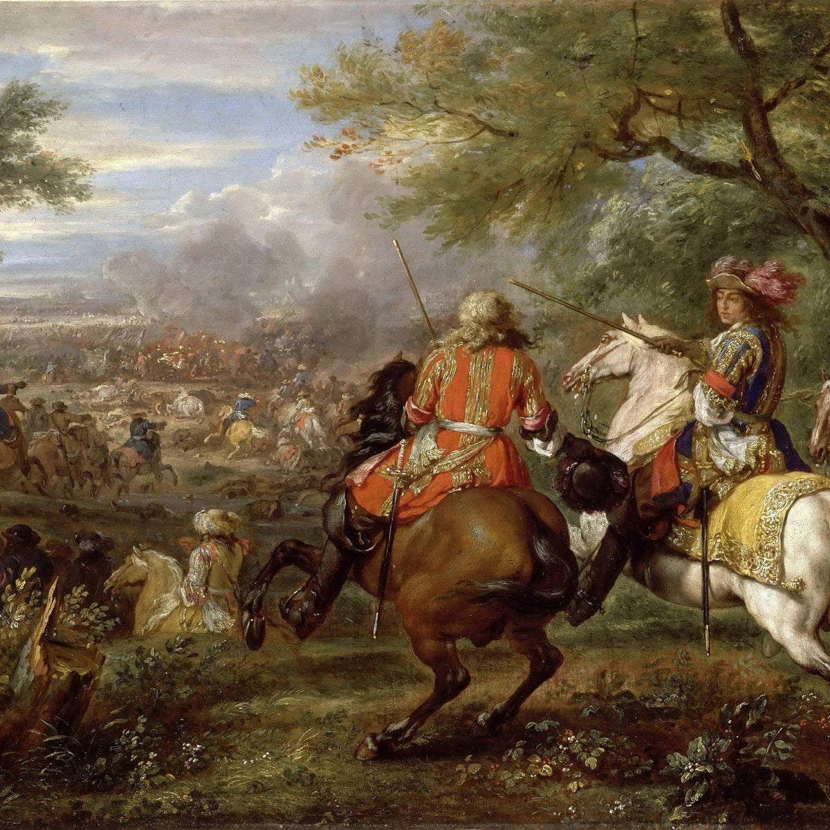 People Oil Painting - Cavalry Commanders Watching the Battle - Oil Painting Haven