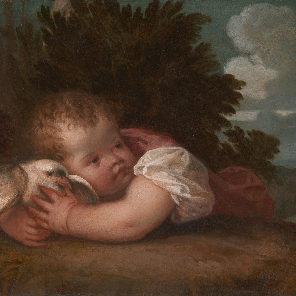 People Oil Painting - Child Holding Dove in Classic Portrait - Oil Painting Haven