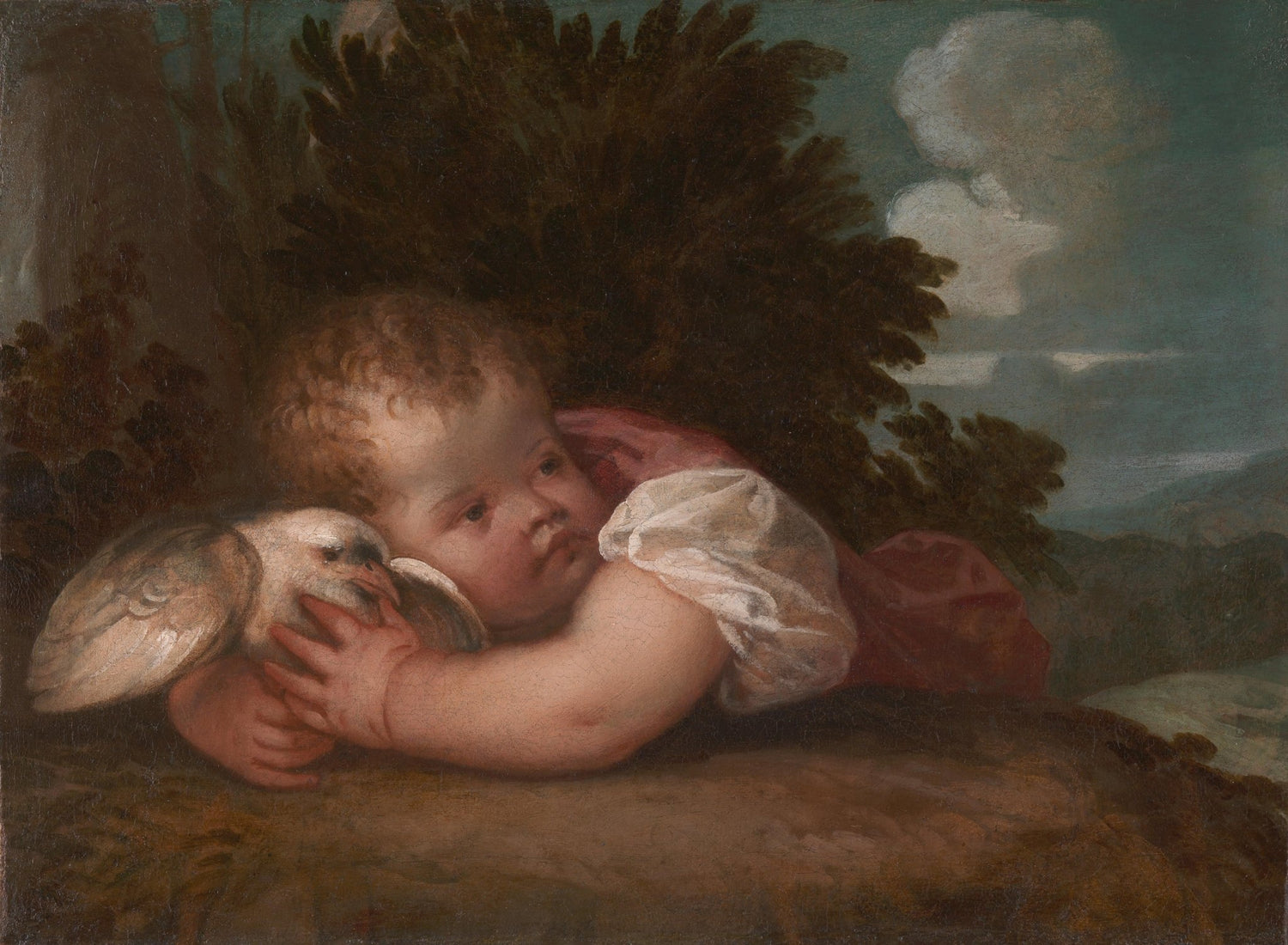 People Oil Painting - Child Holding Dove in Classic Portrait - Oil Painting Haven