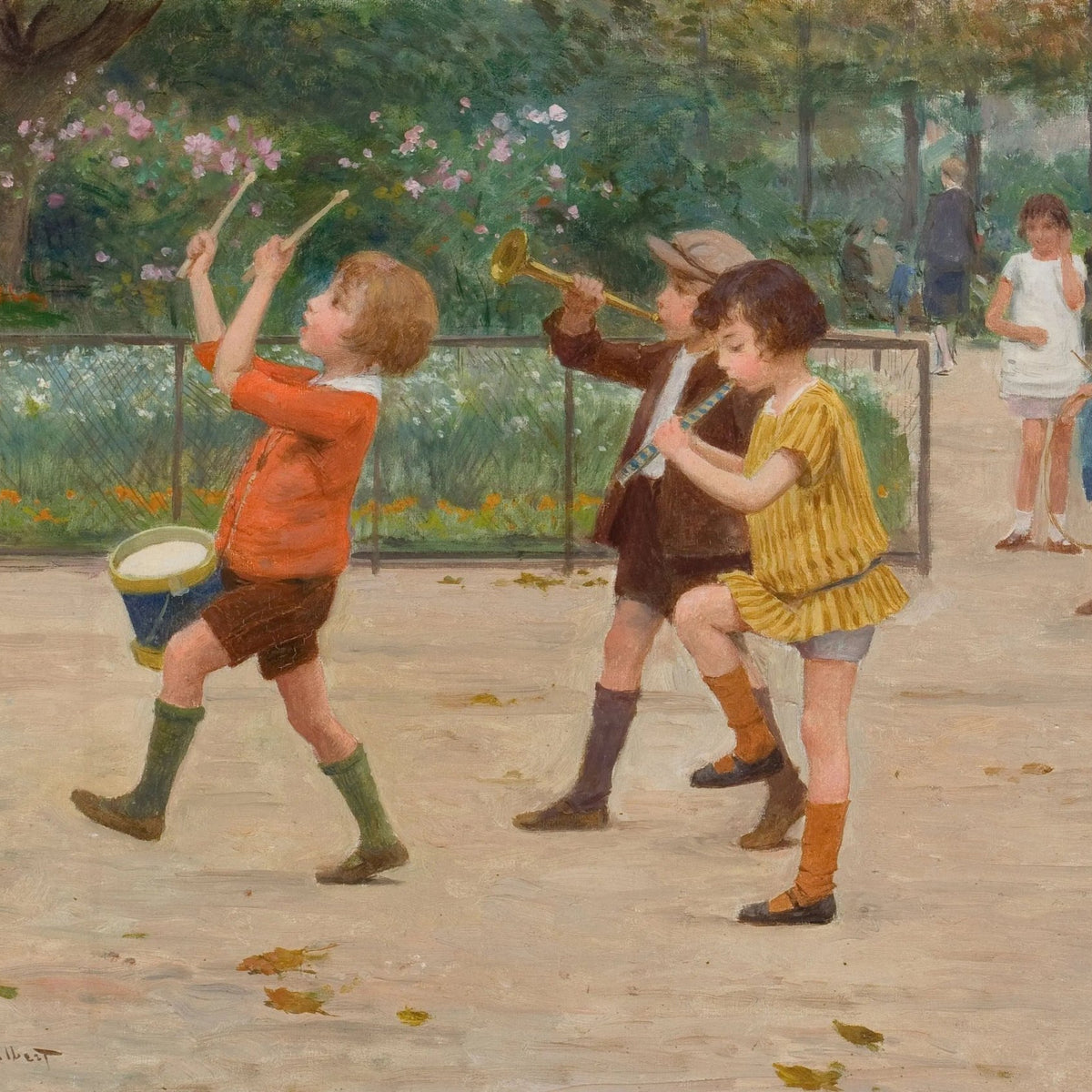 People Oil Painting - Children Playing Musical Instruments - Oil Painting Haven