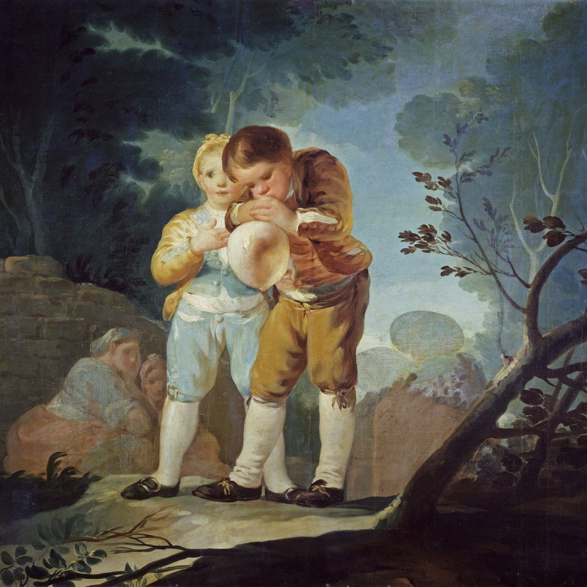 People Oil Painting - Children Playing with Balloon Scene - Oil Painting Haven
