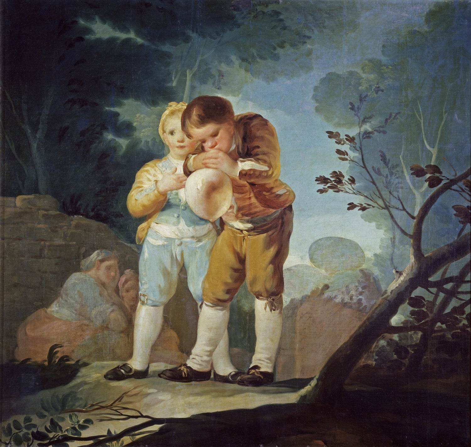People Oil Painting - Children Playing with Balloon Scene - Oil Painting Haven