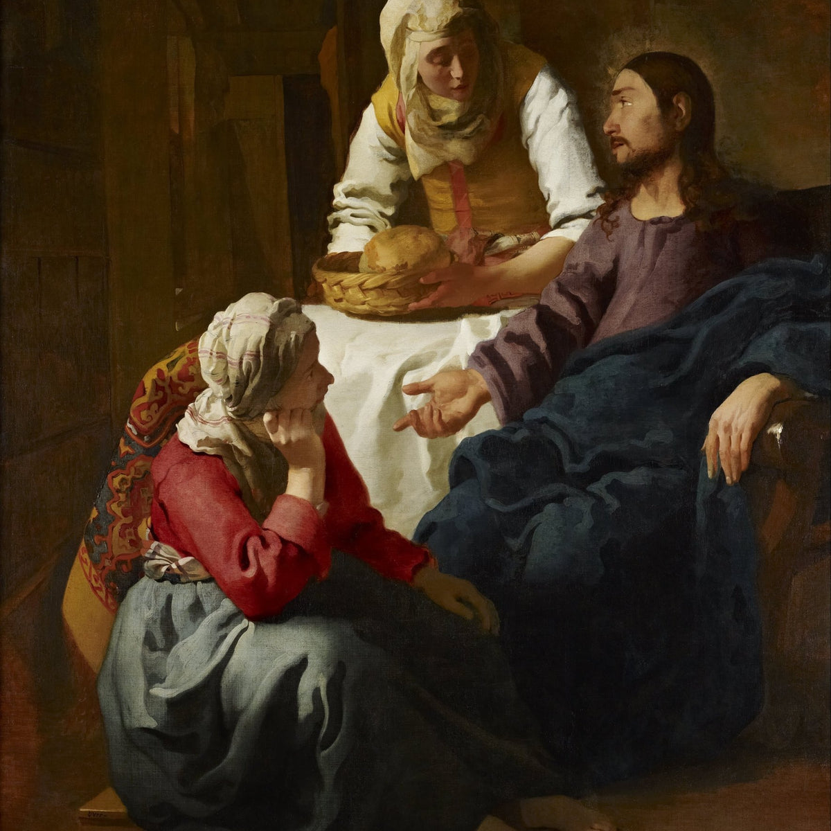 People Oil Painting - Christ with Martha and Mary Scene - Oil Painting Haven