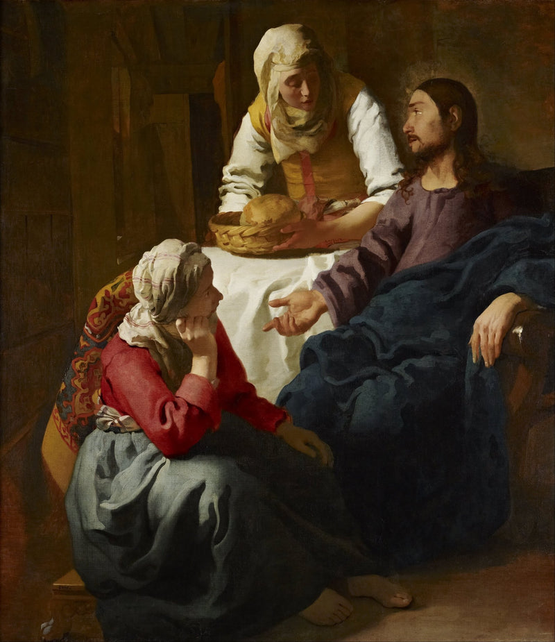 People Oil Painting - Christ with Martha and Mary Scene - Oil Painting Haven