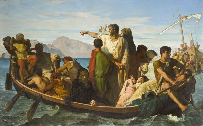 People Oil Painting - Classical Figures Boat Scene by Sea - Oil Painting Haven